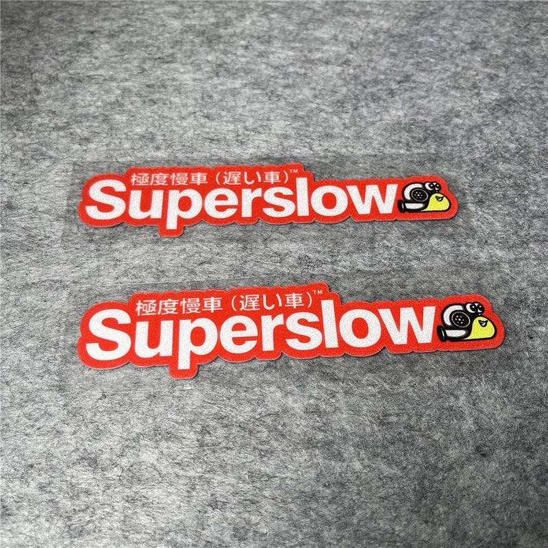 DXYMOO Car Styling Sticker for Japanese Superslow Snail Creative Words Auto Oil Tank Window Body Vinyl Computer Case Motocross Decals (E 13x3cm red 2PCS) - Image 2